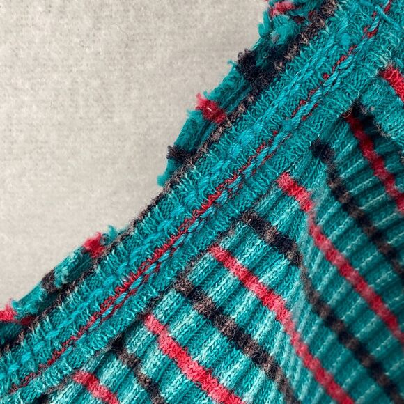 FREE PEOPLE Dress L Terra Ribbed Jersey Halter Striped Cutout Maxi Blue - Picture 6 of 16